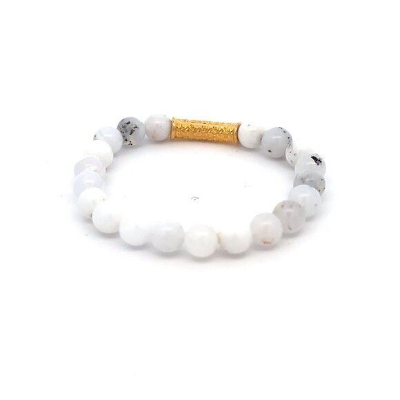 18K Gold Tube Lucky Charm Bracelet Gemstones October Birthstones Opal 6mm - Picture 4 of 5